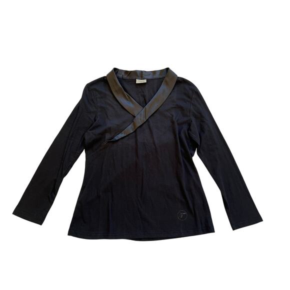 Temperley London Satin Collar Trim Cotton V Neck Blouse Womens Size Medium - Picture 1 of 16
